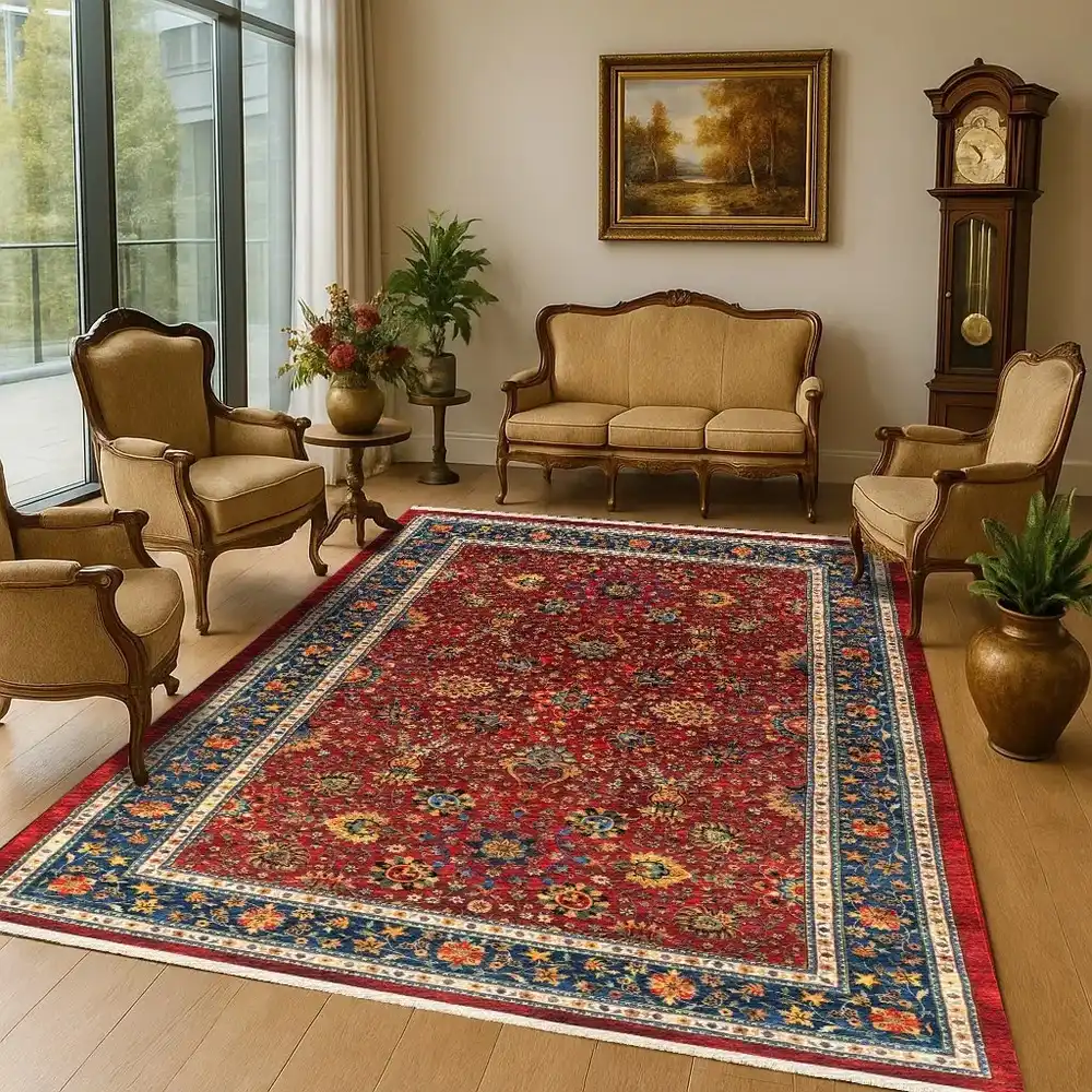 فرش ماشینی سنتی طرح 25cs0360 لاکی 1000 شانه